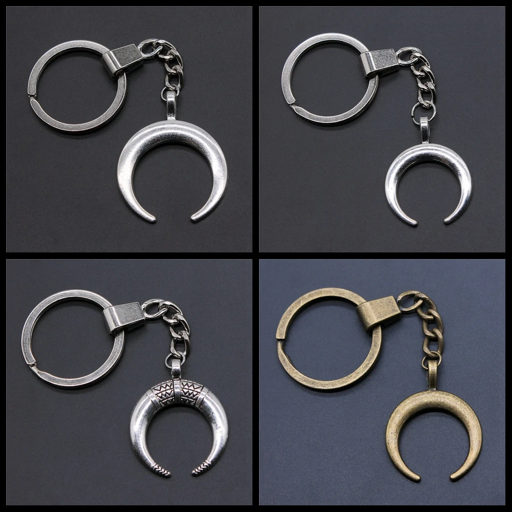 

Creativity Party Jewelry Accessories Gift Horns Crescent Moon Pendant Keychain Holder Vintage Keyring Jewelry For Men