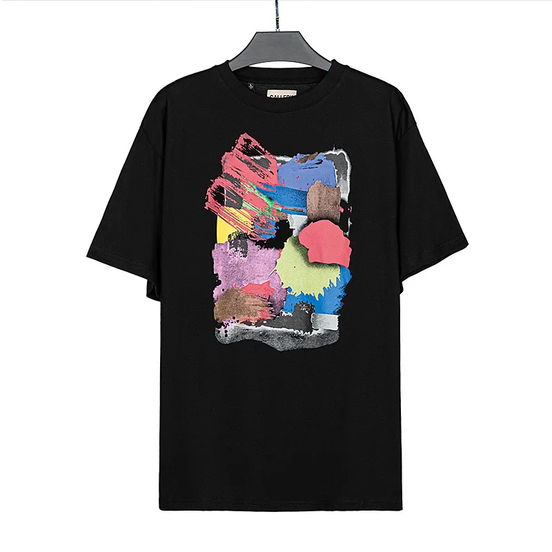 

American style Vintage Street style Graffiti print hot gold loose short sleeve T-shirt