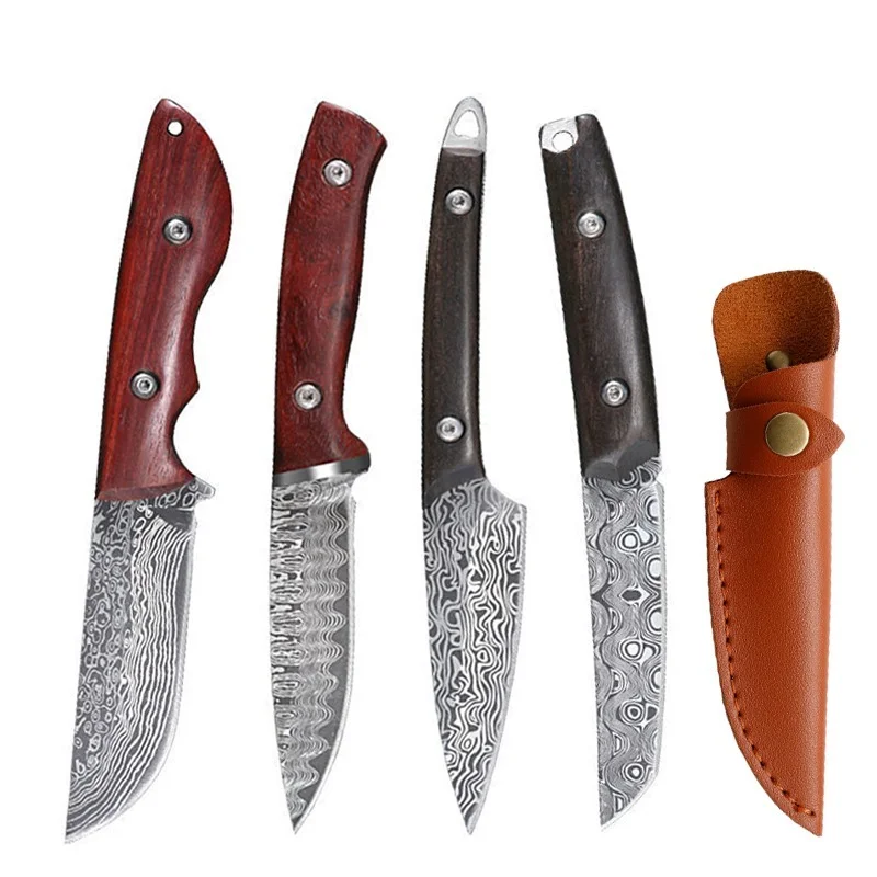 

Professional Tactical Fruit Knife Outdoor Kitchen Knife Damascus Steel Barbecue Survival Portable Knife Multifunction Hand Tool