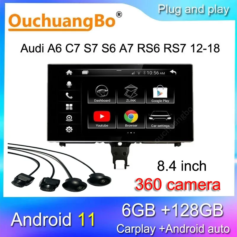 $455.80 Ouchuangbo car radio multimedia stereo for 8.4 inch A6 C7 S7 S6 A7 RS6 RS7 Android 11 Qualcomm GPS navigation Rotate screen