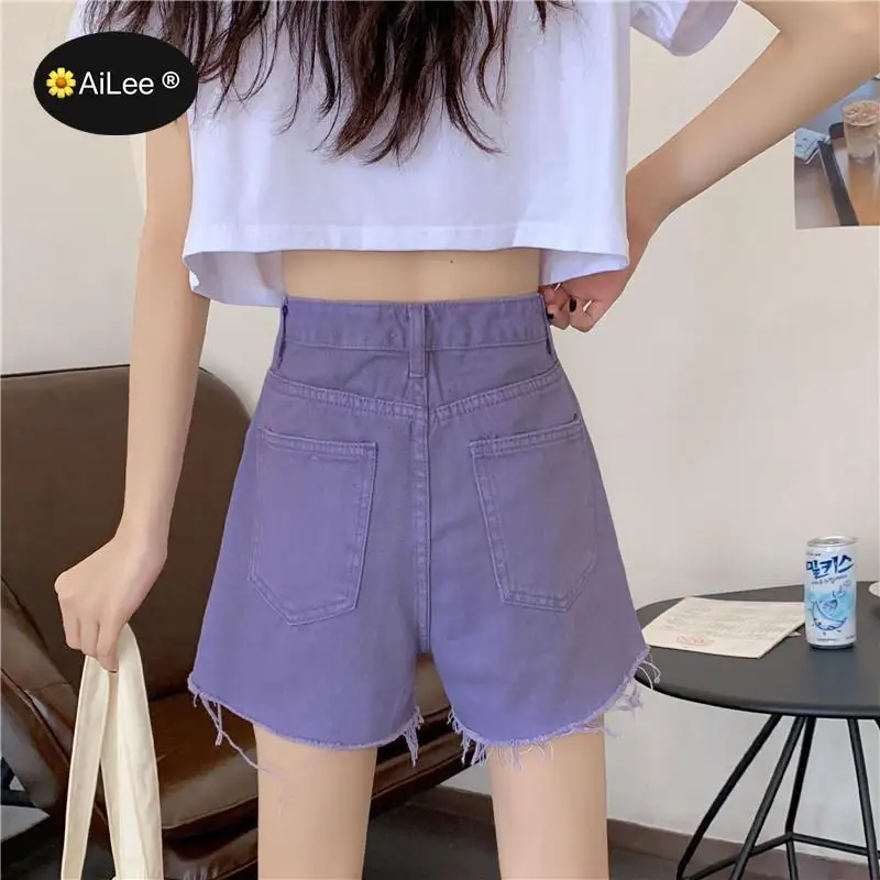 Large Size Sexy Denim Shorts Girl New High Waist Thin Wide Leg Korean Harujuku Length Students Punk Casual Vacation Jeans Women