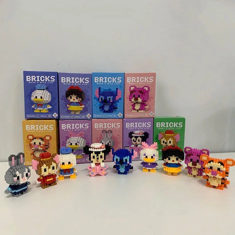 

Disney Stitch Mickey Mouse Building Blocks Anime Characters DIY Model Block Dolls Jigsaw Puzzle Girl's Birthday Present
