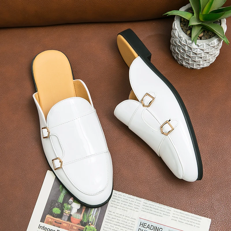 Мужские Нескользящие домашние слиперы простые белые лоферы дышащая деловая