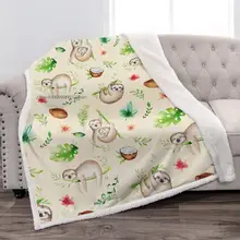 Sloth lance cobertor macio flanela cobertor macio suave dos desenhos animados bonito impressão lance cobertor criança sofá do bebê cadeira cama escritório (1)