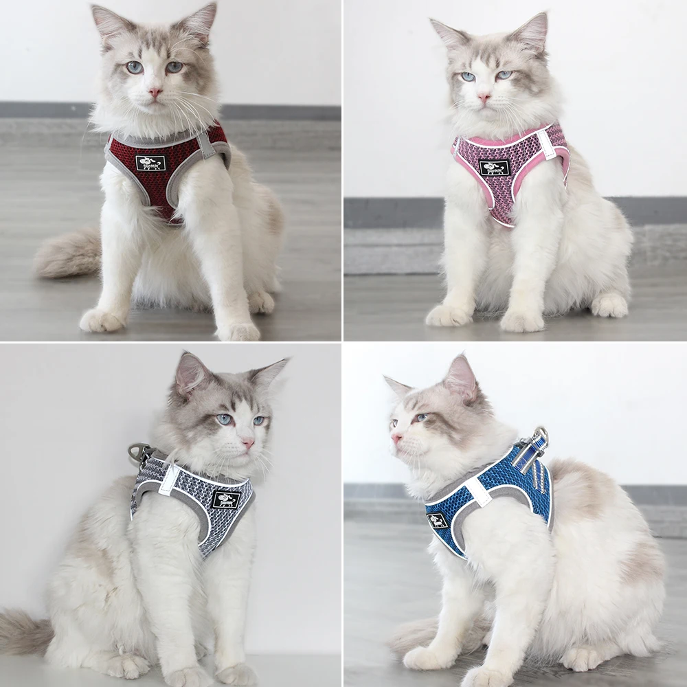 

Cat Dog Harness with Lead Leash Adjustable Vest Polyester Mesh Breathable Harnesses Reflective sti for Small Dog Cat accessories