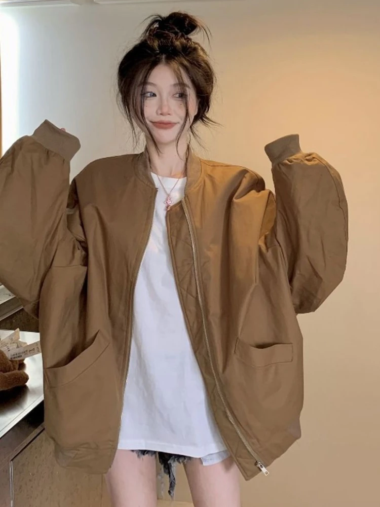 

Bf Jackets Women Safari Style Unisex Baggy Couple High Street Outwear Ins Hipster Minimalist All-match Coats Korean Autumn Mujer
