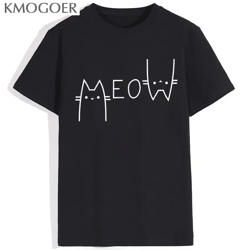 

Футболка мужская с рисунком милого кота из аниме, повседневная одежда, модная хлопковая Футболка с круглым вырезом, 2022