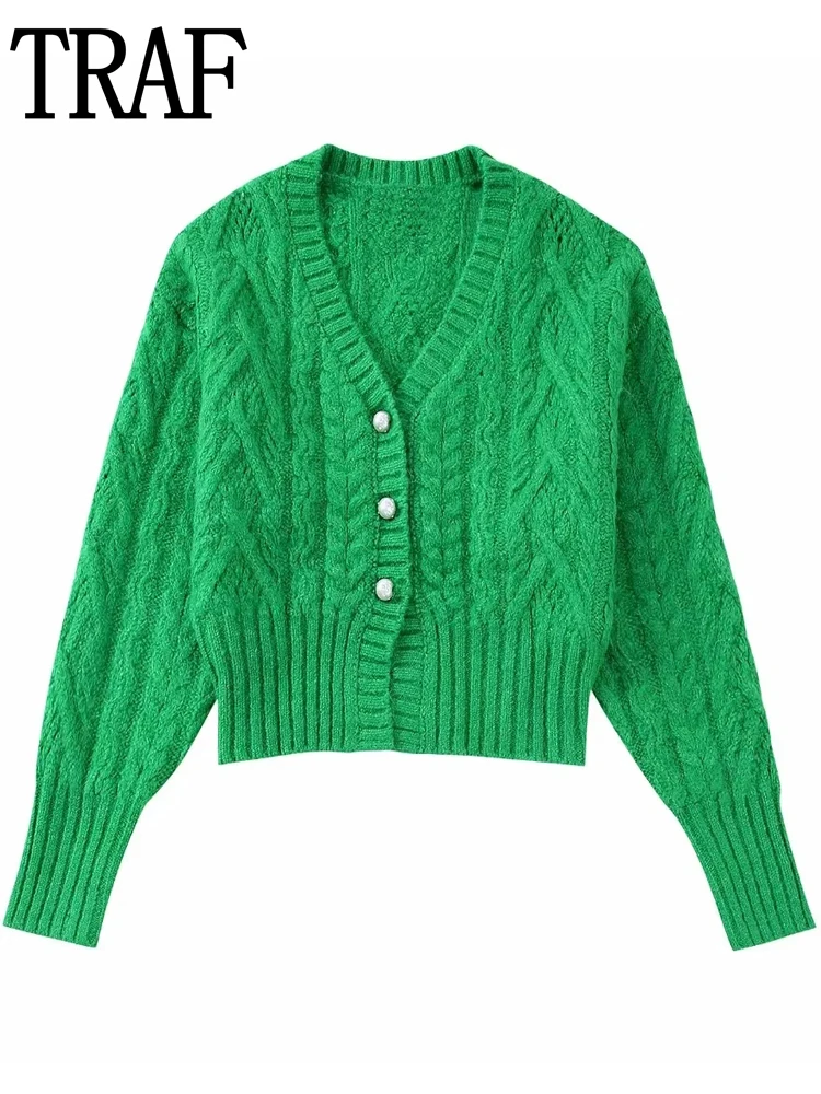 

Женский Укороченный кардиган на пуговицах, с длинным рукавом