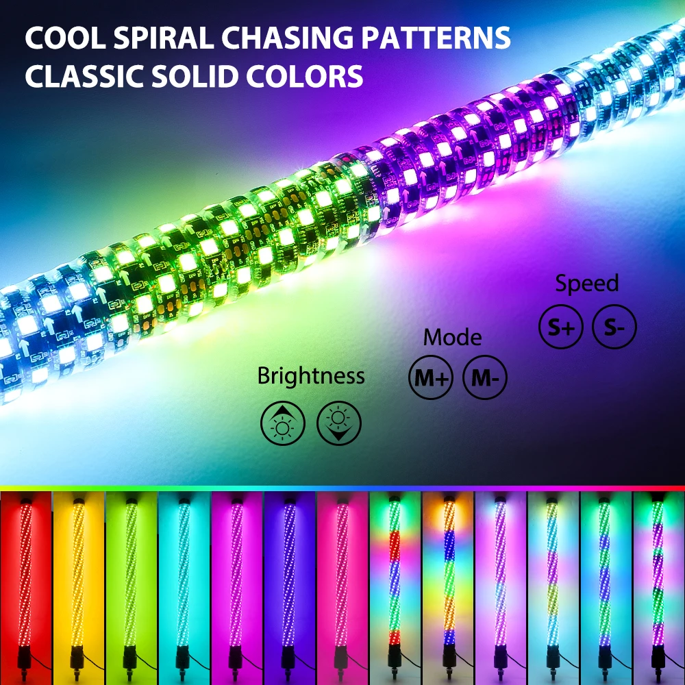 Фото Горячий продавать: LOYO Whip Light Led Antenna Spiral Chase Off Road Предупреждающий светодиодный Whip Light для RZR Can Am Polaris UTV ATV Pickup №2