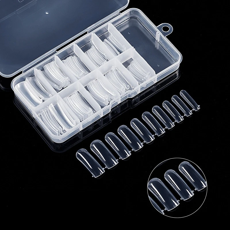 

100pcs/box Clear Transparent Seamless Fake Nails Full Coverage False Nails Tips Short T-shaped Water Drop Full Sticker for Nails