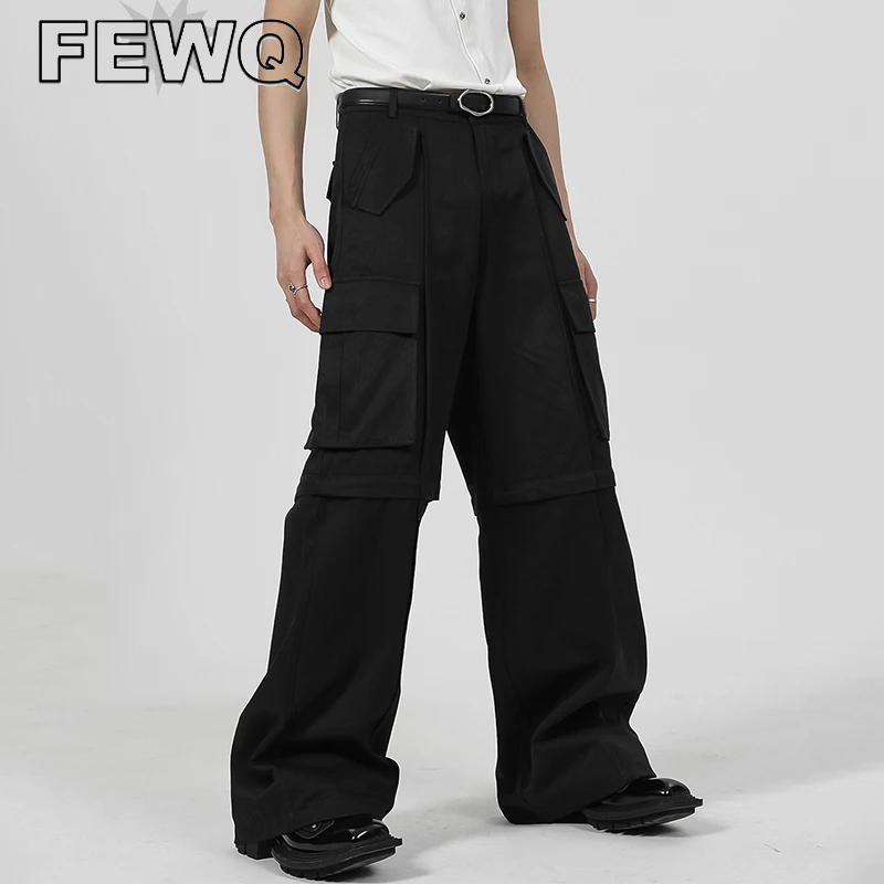 

FEWQ Large Pockets Men's Cargo Pants Korean Fashion Safari Style Male Casual Overalls High Street Niche Design 2023 Tide 24B3047