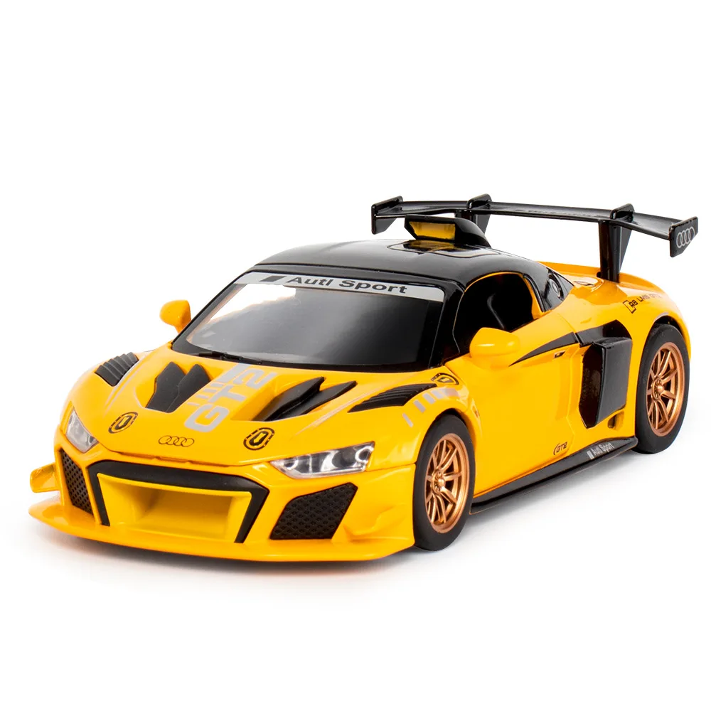 

Hot Scale 1:24 Diecast Sport Car Audis R8 LMS GT2 Metal Model With Light And Sound Pull Back Vehicle Alloy Toy Collection