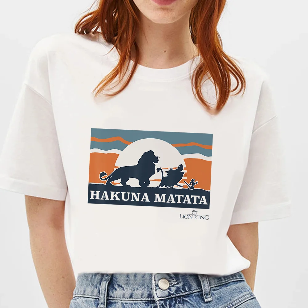 

Simba Timon Pumbaa Hakuna Matata Disney Lion King T Shirt Women Short Sleeve Basic Tee Tops Unisex T-shirt Home Wear