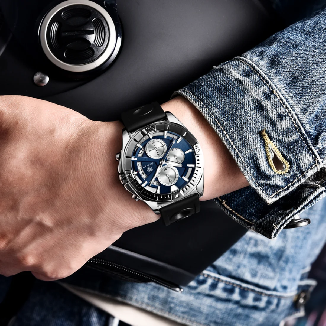 

BENYAR Quartz Chronograph Watch For Men Sport Men's Watches Military Calendar Waterproof Silicone Clock Relogio Masculino