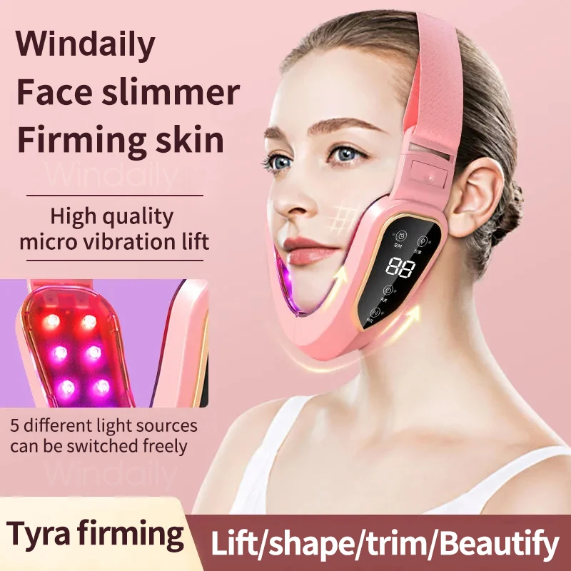 

12 Modes Facial Lifting Device LED Photon Therapy Face Slimming Vibration Massager Double Chin Reducer V Face Cheek Lift Up Belt