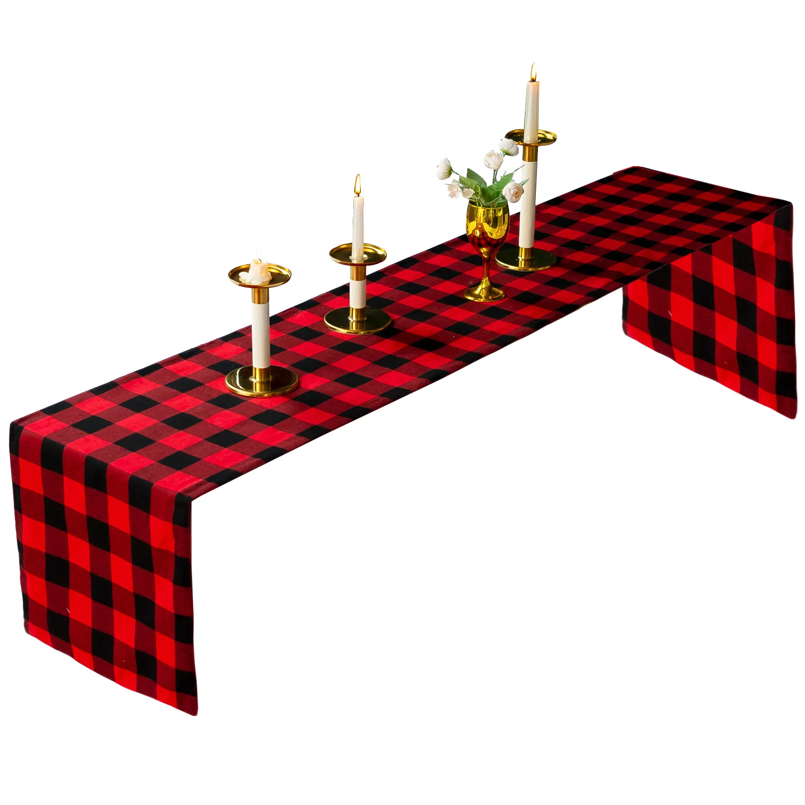 Red and Black Checkered Tablecloth Cotton Black and White Square Plaid Table Runners Decoration