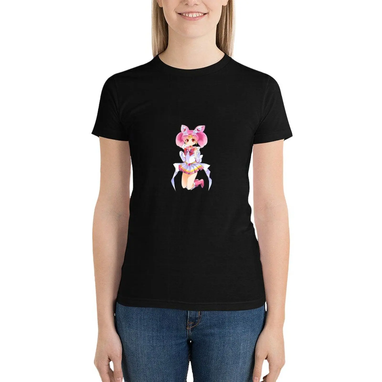 Фото Chibiusa, футболка с коротким рукавом, винтажная одежда, забавные хлопковые футболки для женщин №4