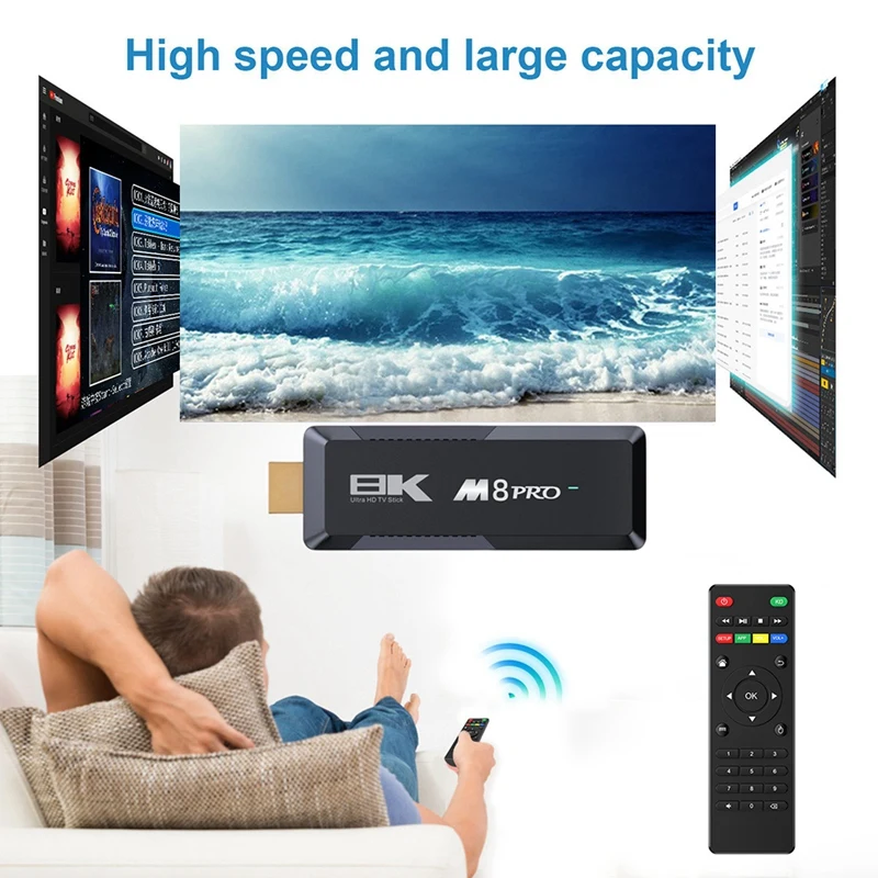 M8 PRO TV Stick 2GB 16GB Android 12.1 Smart Box Aiiwinner H313 2.4G+5G Dual Band WIFI Media Player Easy Install