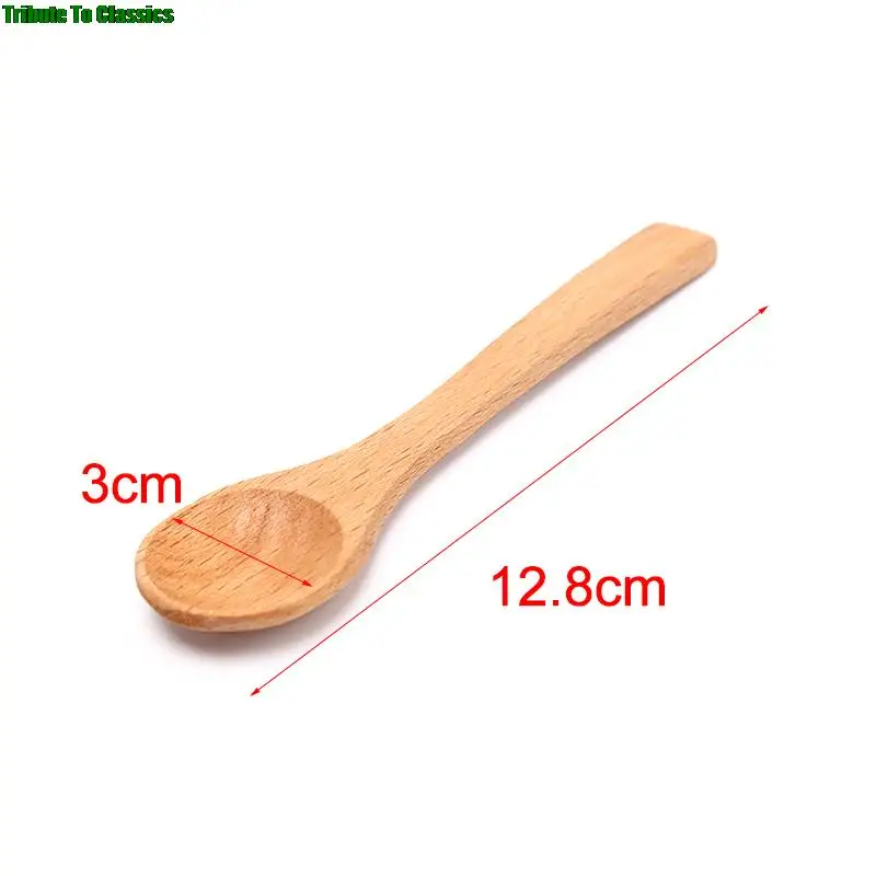 1Pc Small Mini Wooden Round Bamboo Spoon Soup Tea Coffee Salt Spoon Jam Scoop DIY Kitchen Cooking Utensil Tool Cutlery images - 6