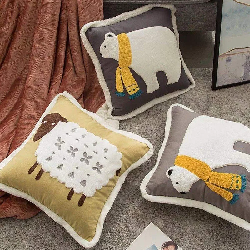 

Cushion Sofa Embrace Pillow Cotton Embroidery Adornment Lovely Home Decor Cartoon Office Waist Pillows Sofa Cushion