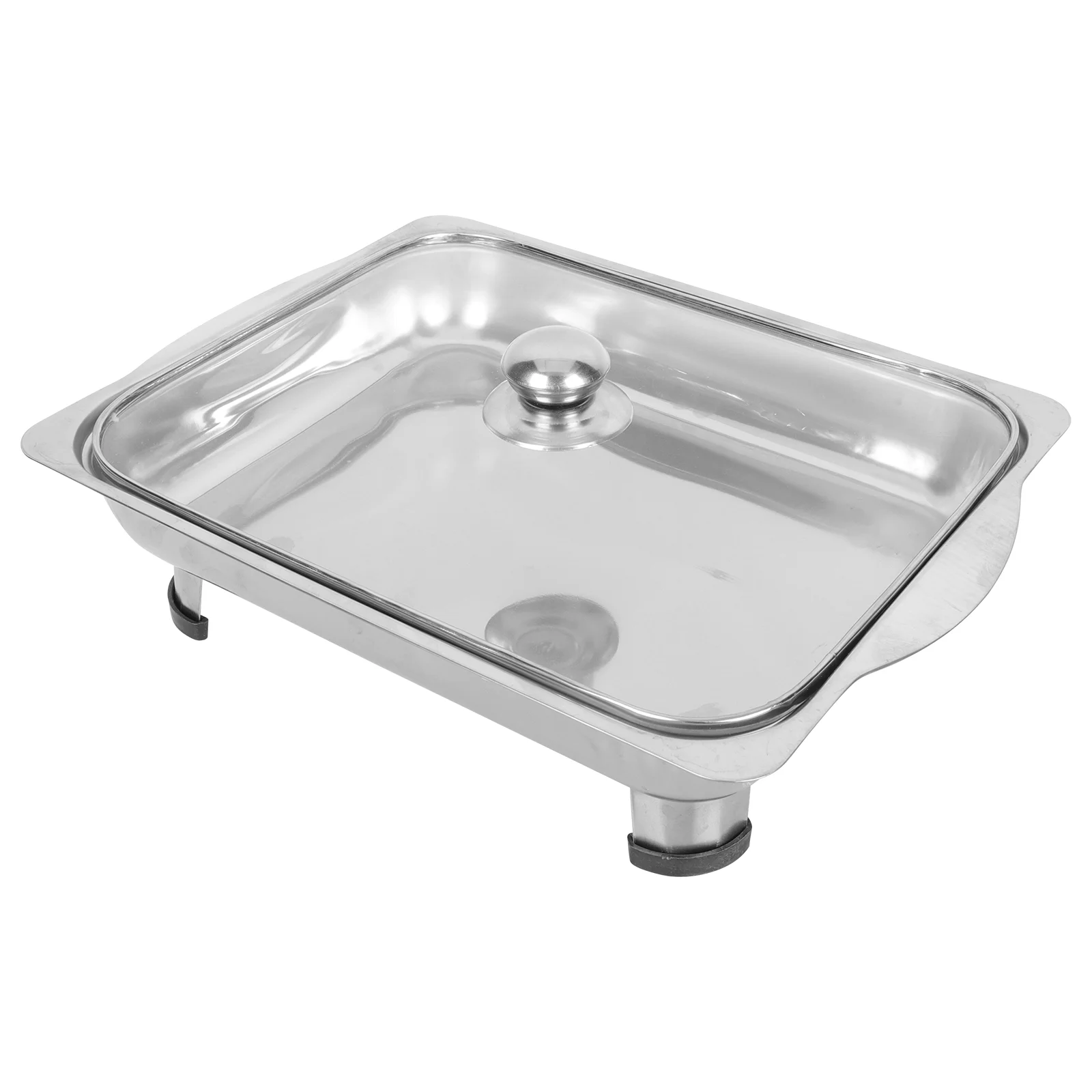 

Stainless Steel Rectangular Serving Platters Footed Serving Tray Buffet Servers for Coffee Tea Fruit Dessert Snack