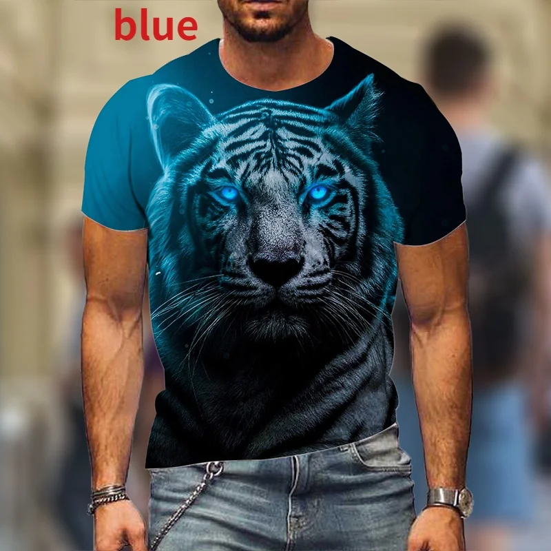 

Animal Men's T-Shirt Fierce Tiger 3D T-Shirts Summer Casual Short Sleeve Hot-Selling Fashion Tops High Street Streetwear