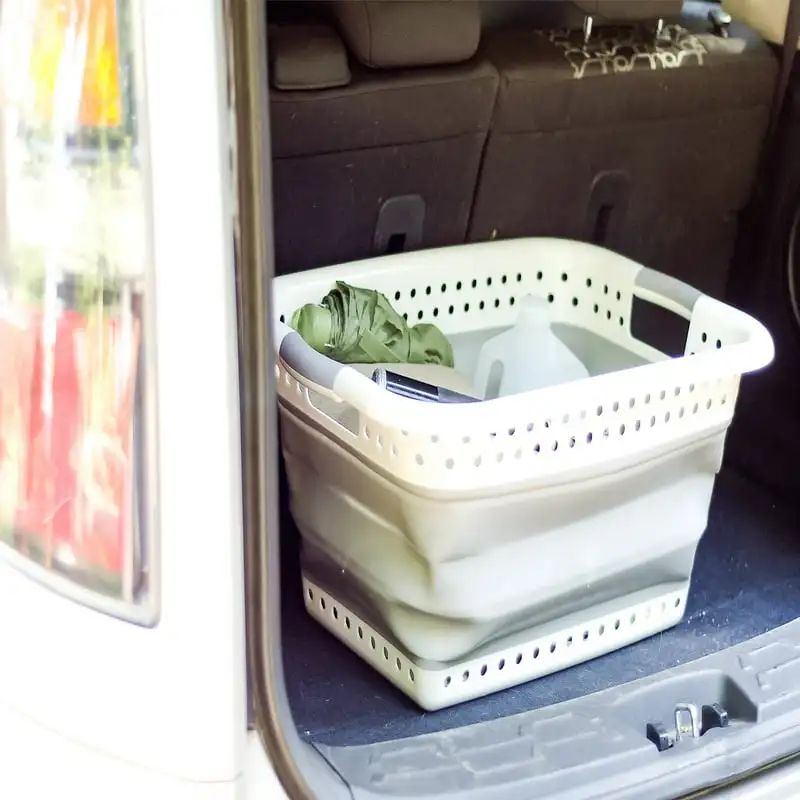 

Laundry Basket | Simple Pop-open and Collapse-down | Gray and White (51903)
