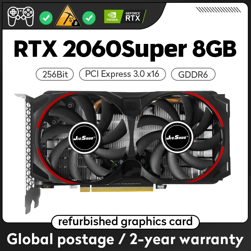 JIESHUO RTX2060 Супер 8 Гб 256 бит компьютерная игровая графика PCI Express 3 0x16 1470 МГц RTX2060super 8G