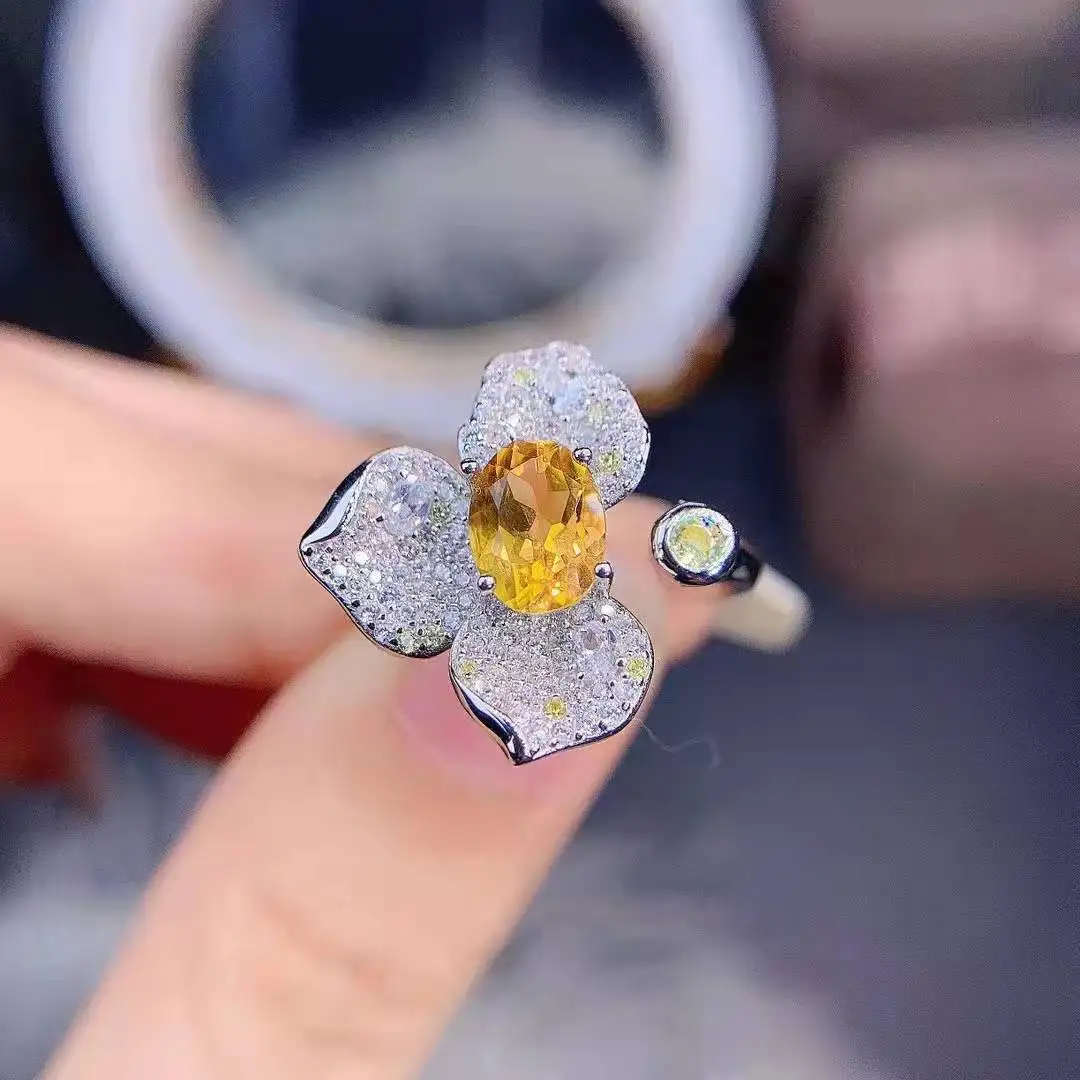 

2022 New Trendy Silver Rings for Women Dazzling Cubic Zirconia Flower Open Ring Female Wedding Band Party Jewelry Open Ring