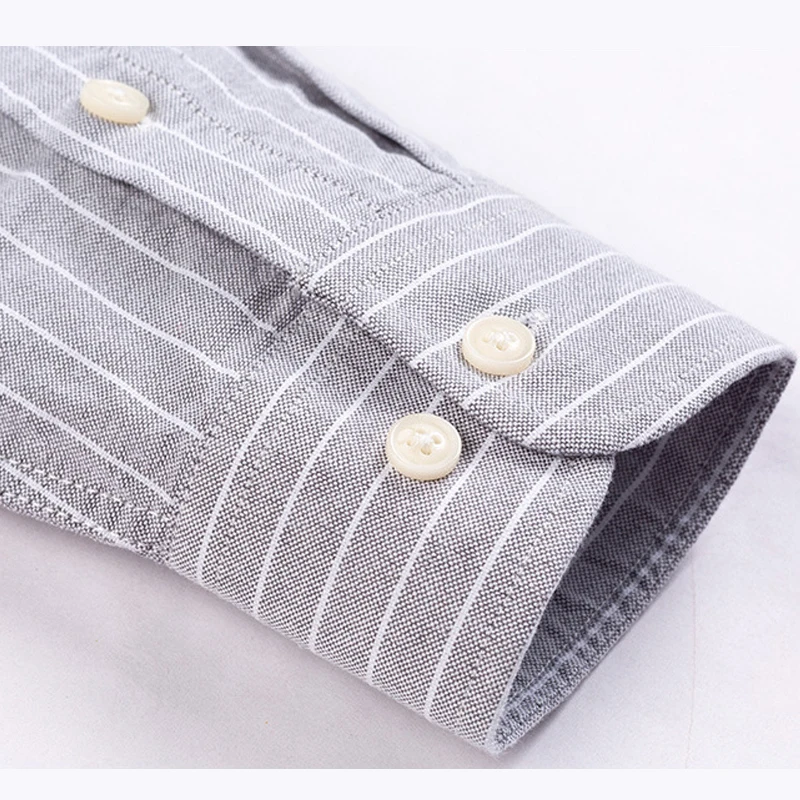 New autumn and winter 100% cotton Oxford men's long-sleeved shirt striped casual shirt business plaid non-iron shirt slim fit