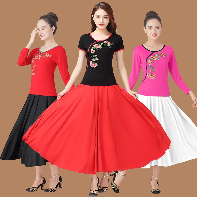 

Standard Latin Balroom Dance Dress for Women Floral Latin Dance Clothes Sexy Salsa Costume Black Red Competition Tango Dresses