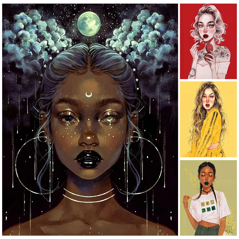 

5D Алмазная мозаика «сделай сам», мультяшная женщина, портретная картина, алмазная Вышивка крестиком, Набор для творчества, украшение для до...