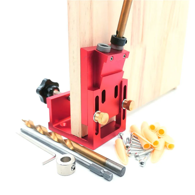 

Woodworking Oblique Hole Drill Locator Pocket Hole Drill Guide Dowel Jig Kit Aluminium Woodworker DIY Tools with 9mm Drill Bit