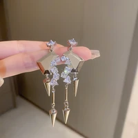 ins new silver needle zircon geometric drop earrings korean irregular creative personalized jewelry women girl gift wholesale