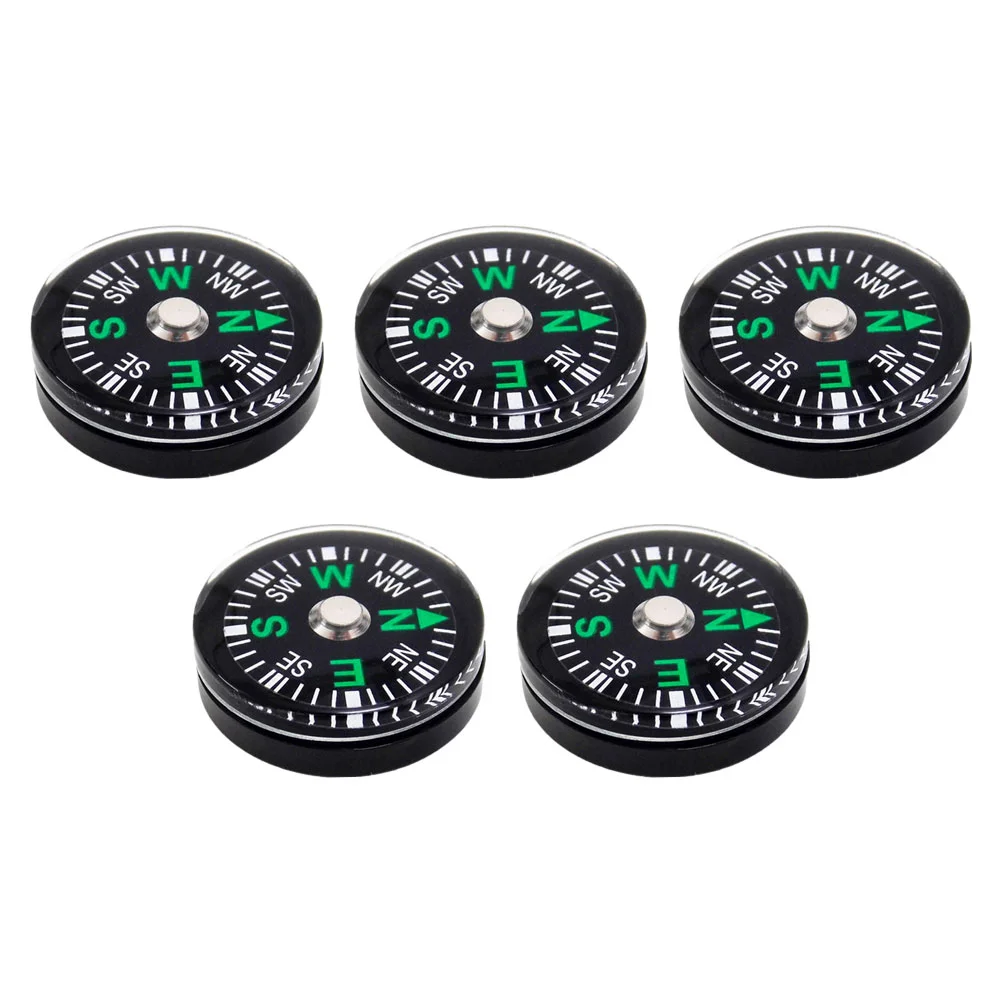 

5 X Compass Survival Mini Navigation Kids Play Sets Oil Filled Button Black Travel Backpack Watch Backpacking