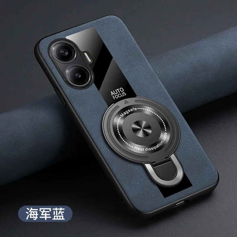 Фото Чехол Funda для Xiaomi Poco F7, магнитный кольцевой держатель, роскошная силиконовая овчина, кожа, оргскло, искусственная кожа, противоударная задняя крышка премиум-класса №3