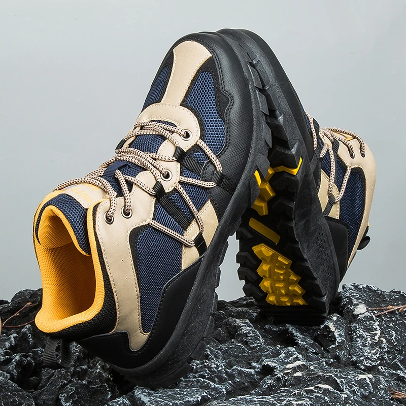 Breathable Mesh Men Hiking Shoes Mixed Color Outdoor Camping Sneakers Man Sport Shoes Plus Size 40-46 Footwear