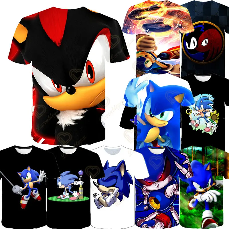 

Sonic Tee T-shirt Unisex T Shirt 3D Print Girls Clothing V-neck Cotton Short Sleeve Blouse Summer Casual Pullover Harajuku Tops