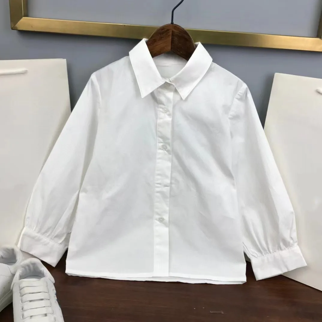 

Детская трикотажная рубашка, белая рубашка с длинным рукавом, на Возраст 3-14 лет, осень 2023