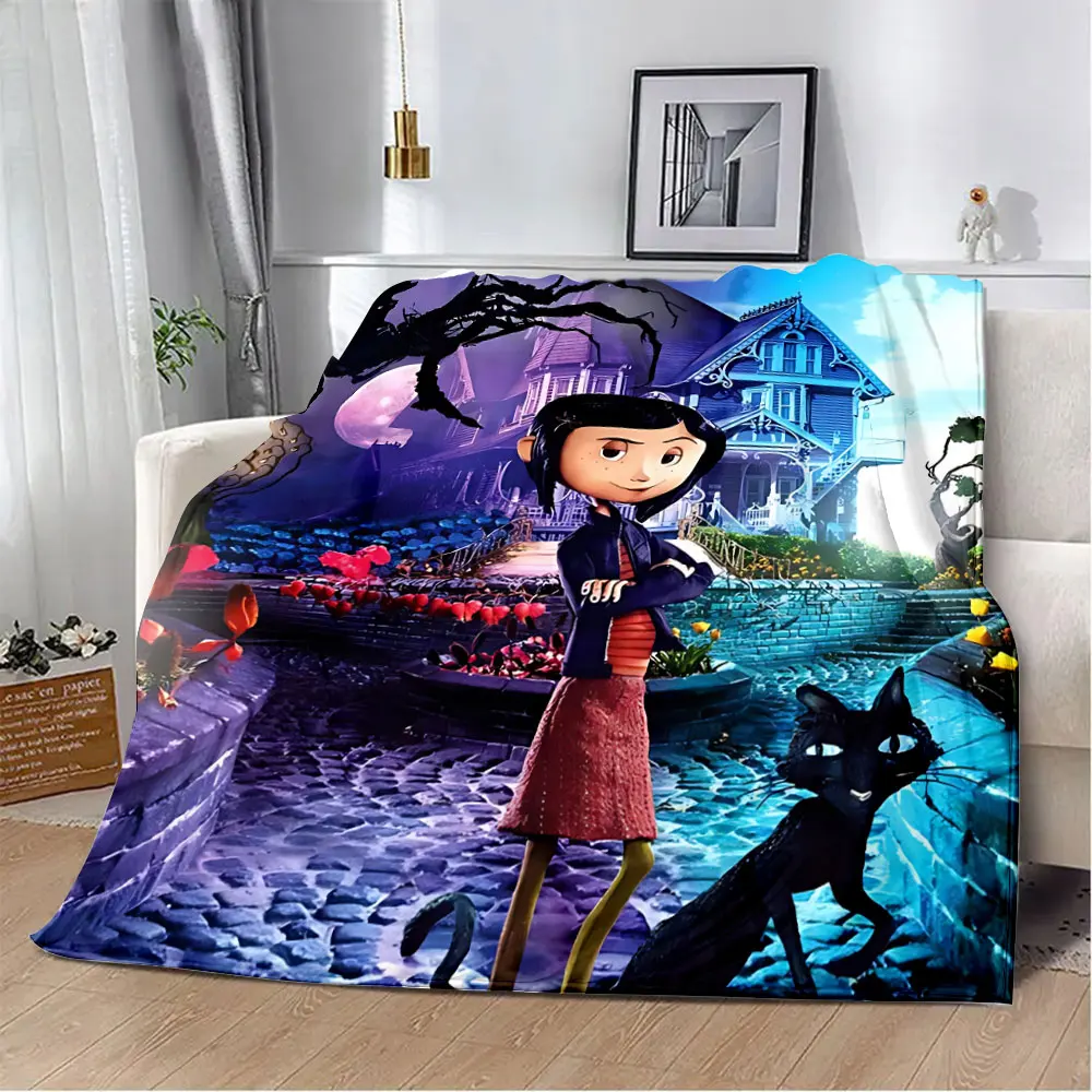 Анимационное одеяло Coraline с принтом одеяла для пикника теплое мягкое и удобное
