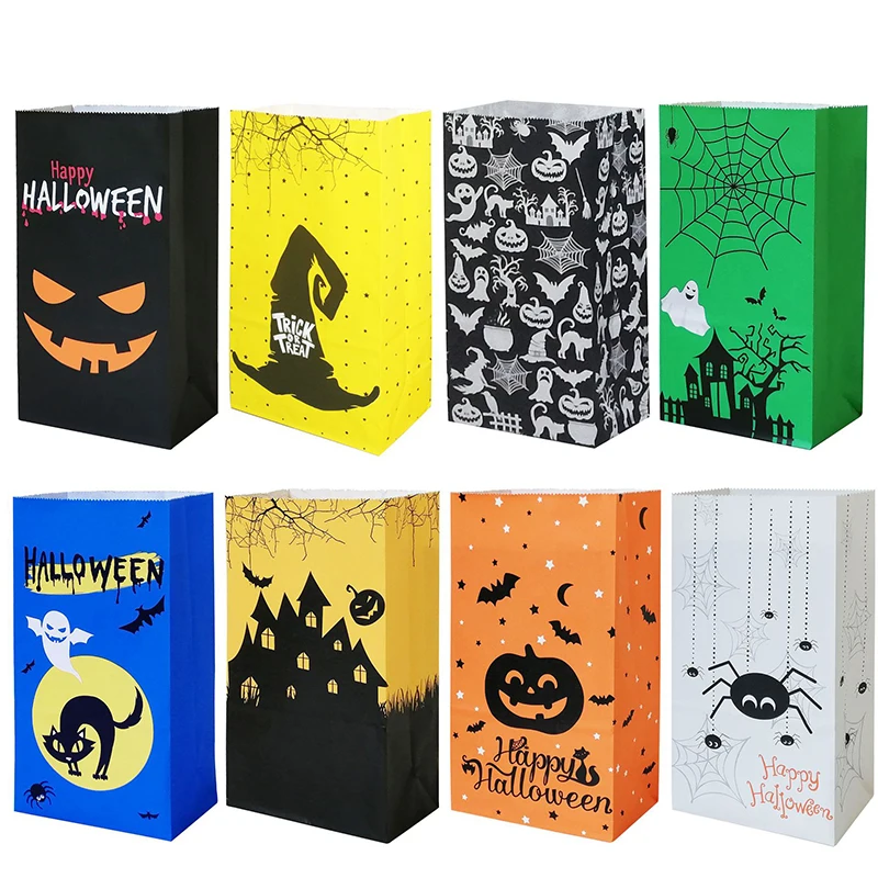

50 шт./лот бумажные пакеты для конфет на Хэллоуин, элементы для Хэллоуина, печатные бумажные пакеты для печенья, высококачественные бумажные ...