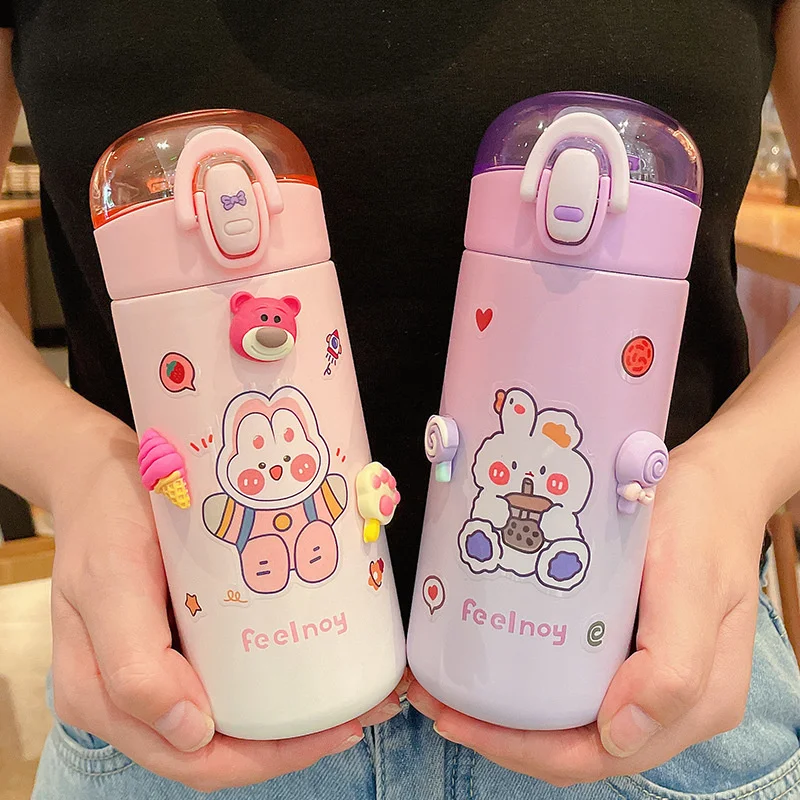 

Симпатичная термосохраняющая чашка с защелкой женская большая внешняя чашка для воды из нержавеющей стали 304 Студенческая портативная про...