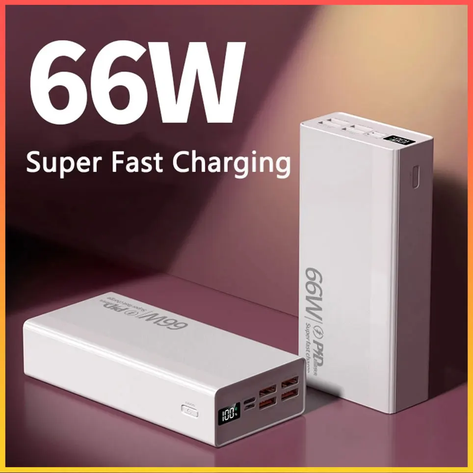 

200000mAh Power Bank 66W Super Fast Charging for iPhone 13 14 Pro Huawei PD 20W External Battery Charger Powerbank