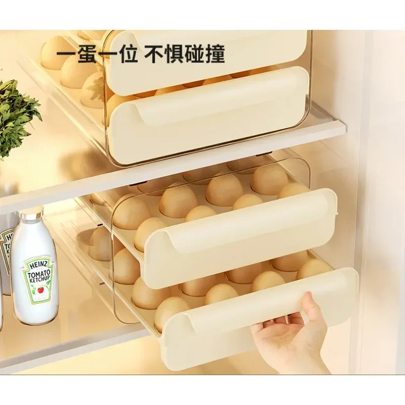 

Egg Storage Box Drawer-Type Preservation Plastic Refrigerator Egg Box Drop-Resistant Kitchen Shelf Supports
