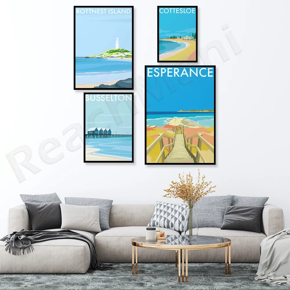 Синий лодочный домик Perth Crawley Edge Travel Cottesloe Beach Rottnest Island Busselton Pier Lucky Bay nne Printed P