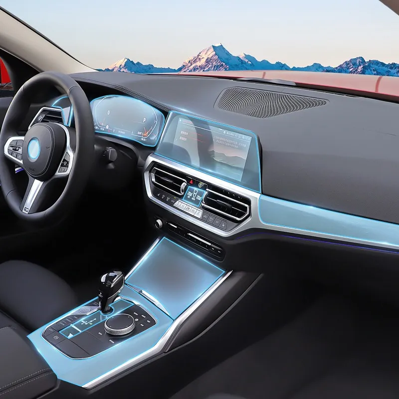 

Auto interior central console, scratch-proof transparent TPU protective film accessories, reset stickers, BMW 3 series decoratio