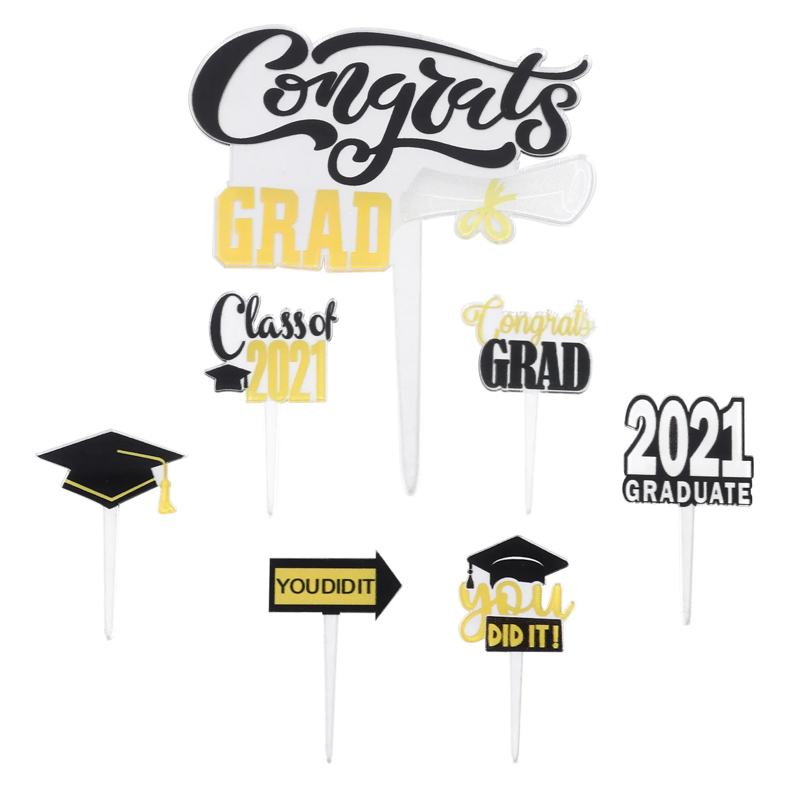 

7pcs Reusable Cake Picks for Dessert Cake Graduation Celebration