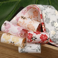 gold foil floral ribbon red white sakura flower print for wreath gift wrapping decoration wedding bouquets decorative diy crafts