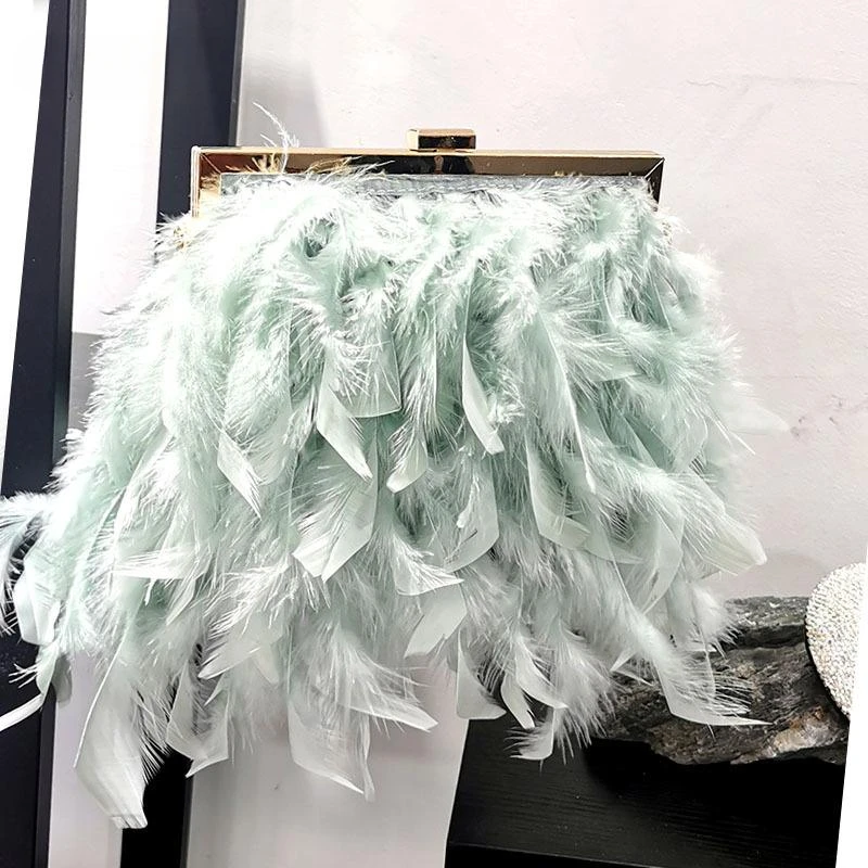 

YYW Moon Feather Handbag Women'S Evening Clutch Bag White Pearl Chain Shoulder Bag Luxury Women Bags Wedding Party Purse 2022