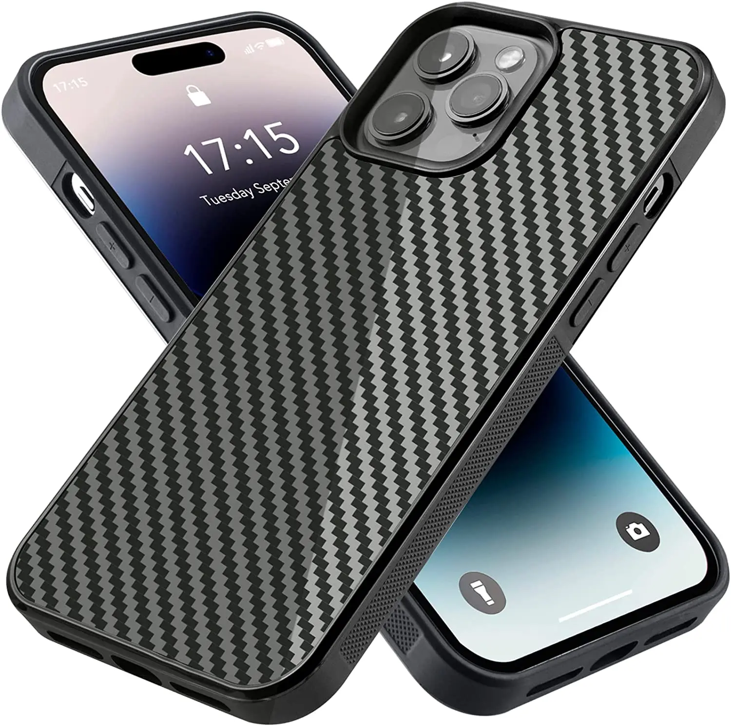 iamuu Carbon Fiber Case Designed for iPhone 13 Pro Max 11 Shockproof Slim Thin Cover for iPhone 14 Plus 13 Pro 12 11 Cover